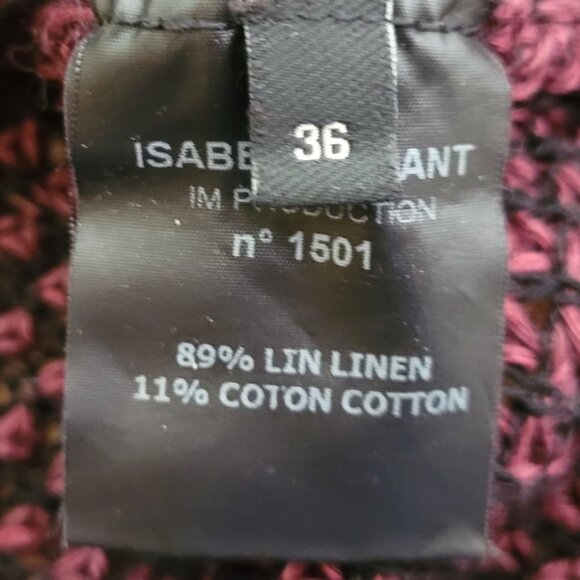 Isabel Marant Burgundy Linen-Cotton Looseweave Oversized Poncho Sweater size S/M - Picture 6 of 12